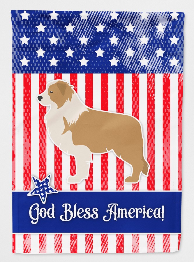 BB3322CHF USA Patriotic Red Border Collie Flag Canvas House Size