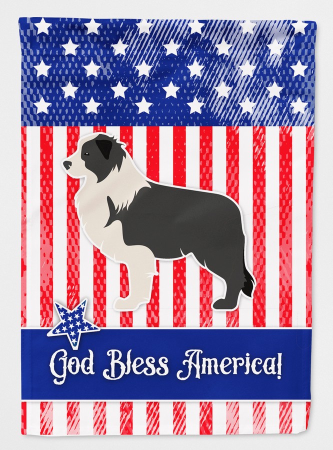 USA Patriotic Black Border Collie Flag Canvas House Size