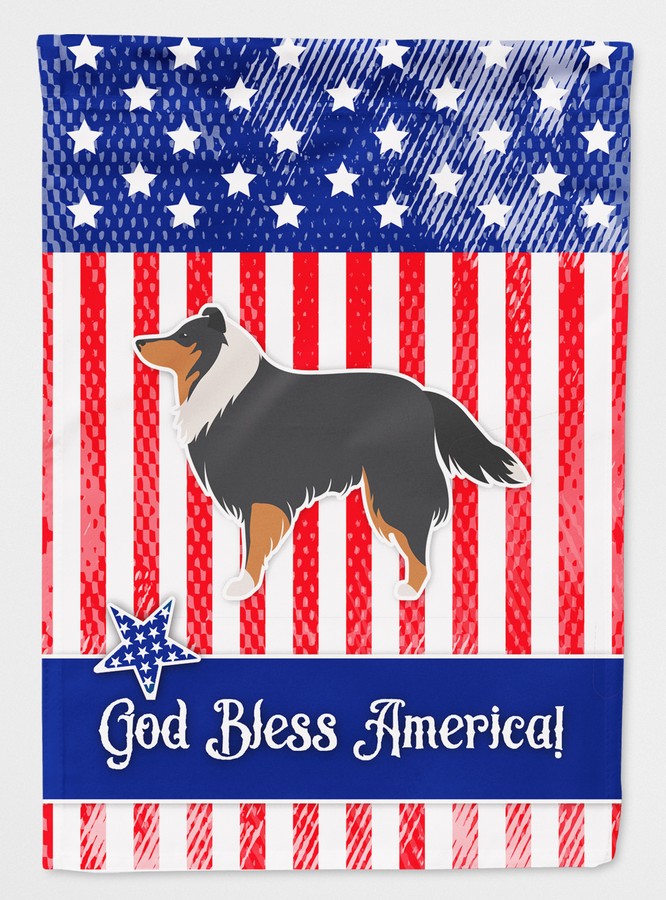 BB3330CHF USA Patriotic Sheltie & Shetland Sheepdog Flag Canvas House Size