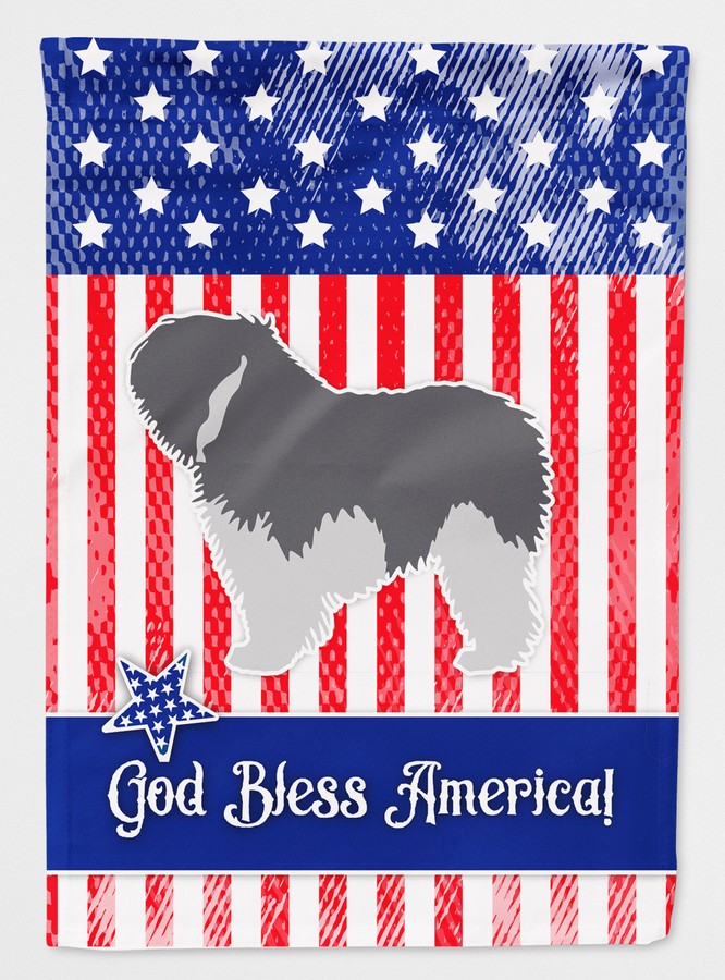 USA Patriotic Polish Lowland Sheepdog Dog Flag Canvas House Size