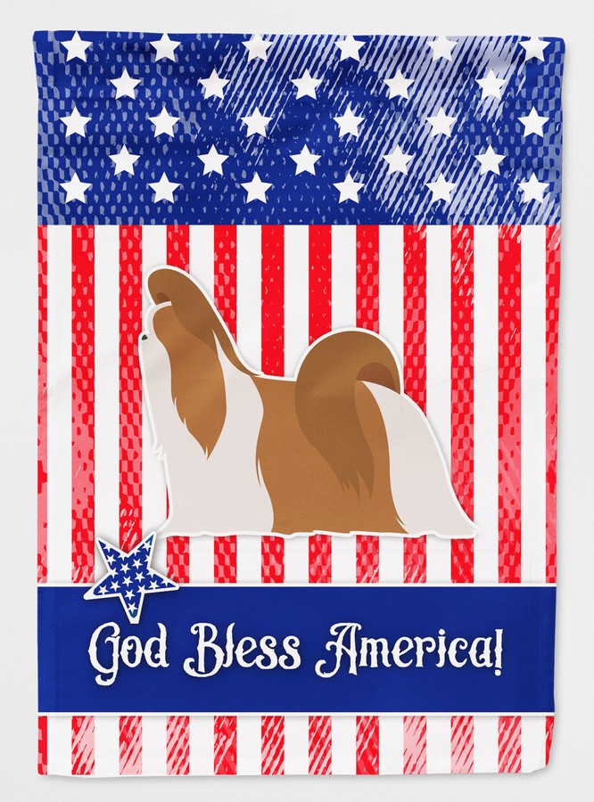 USA Patriotic Shih Tzu Flag Canvas House Size