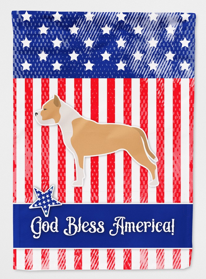 BB3354CHF USA Patriotic Staffordshire Bull Terrier Flag Canvas House Size