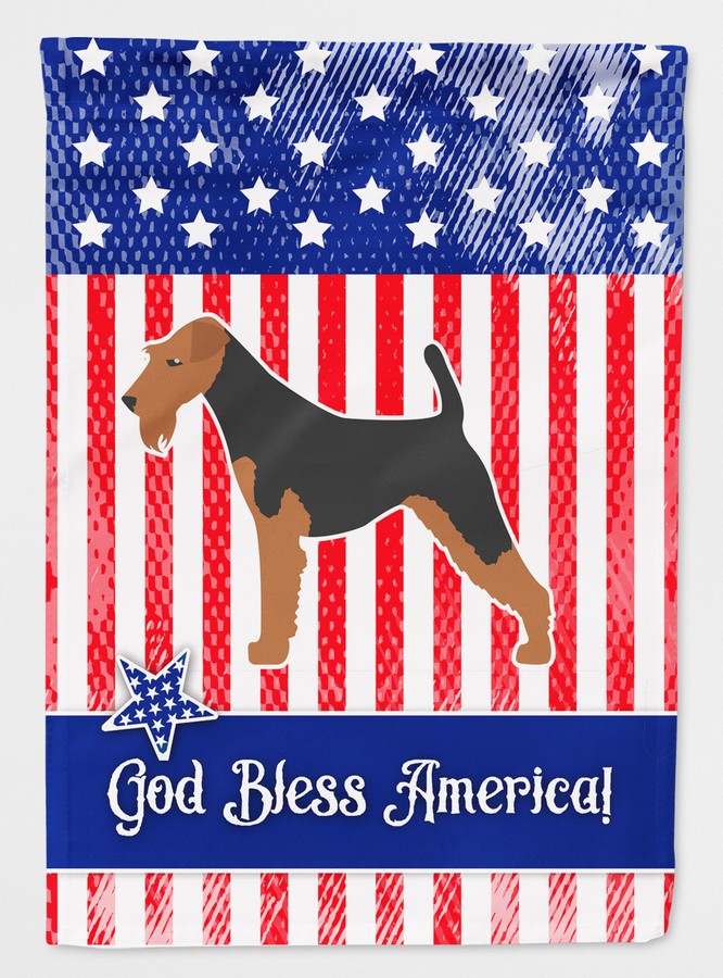 USA Patriotic Airedale Terrier Flag Canvas House Size