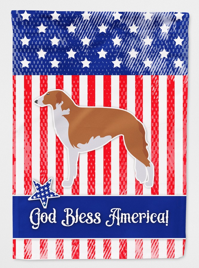 BB3299GF USA Patriotic Borzoi Russian Greyhound Flag Garden Size