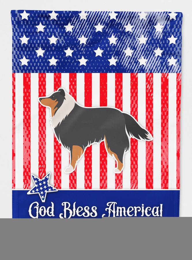 BB3330GF USA Patriotic Sheltie & Shetland Sheepdog Flag Garden Size