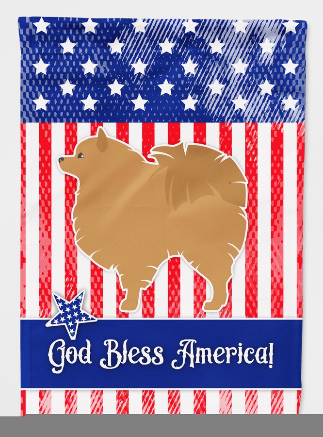 BB3342GF USA Patriotic Pomeranian Flag Garden Size
