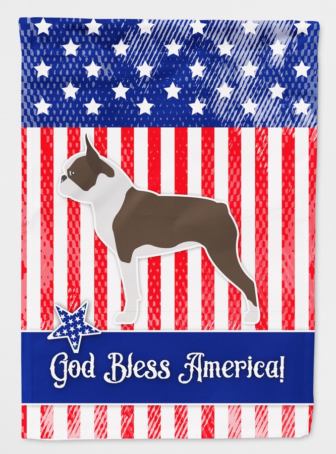 BB3344GF USA Patriotic Boston Terrier Flag Garden Size