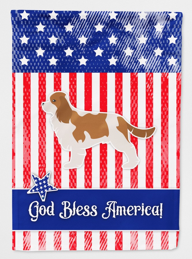 BB3349GF USA Patriotic Cavalier King Charles Spaniel Flag Garden Size