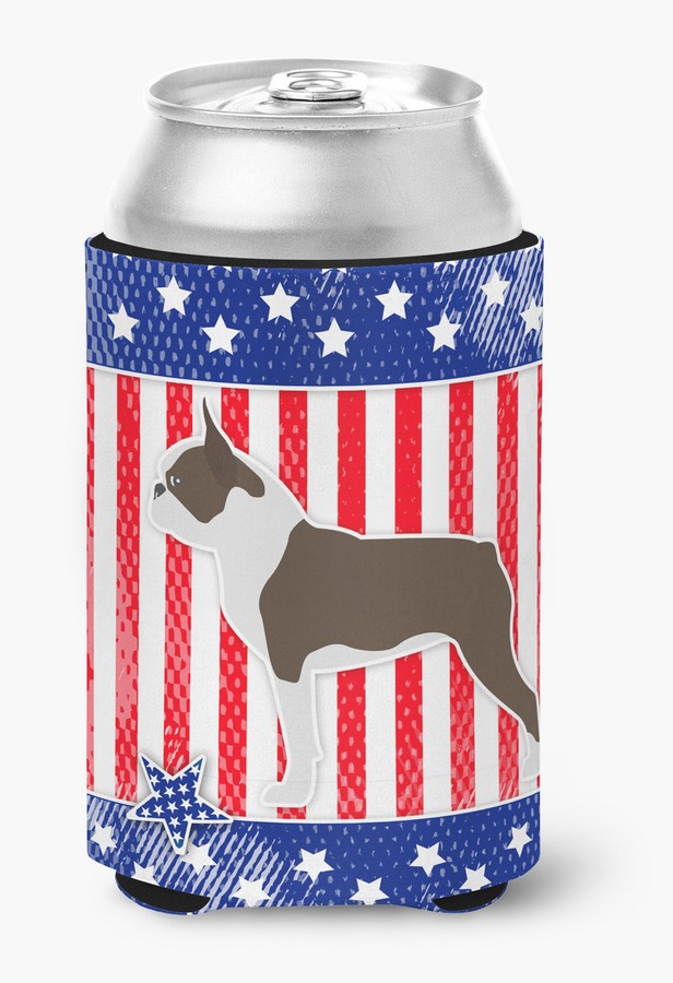 USA Patriotic Boston Terrier Can or Bottle Hugger