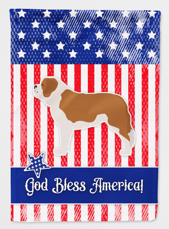 BB3376GF USA Patriotic Saint Bernard Flag Garden Size