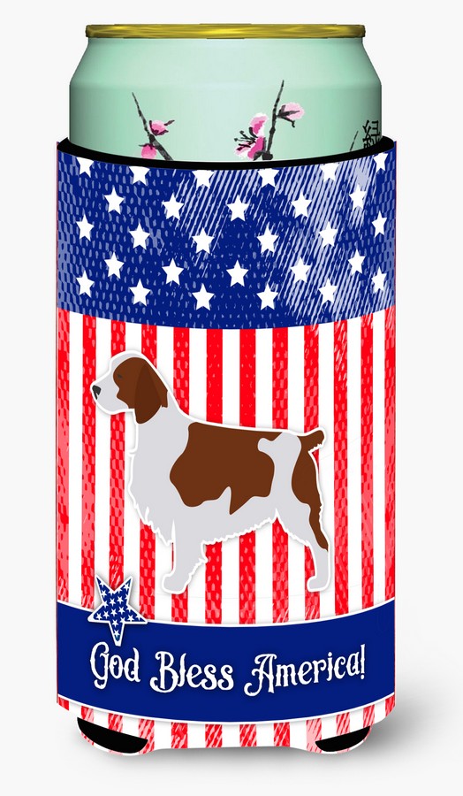 BB3300TBC USA Patriotic Welsh Springer Spaniel Tall Boy Beverage Insulator Hugger