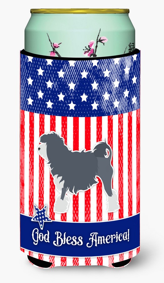 USA Patriotic Lowchen Tall Boy Beverage Insulator Hugger