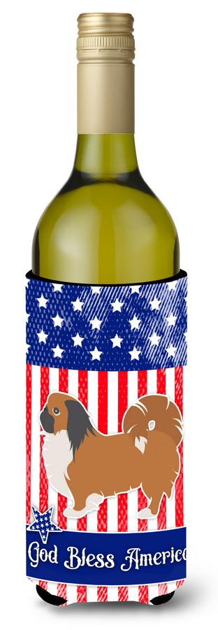 BB3338LITERK USA Patriotic Pekingese Wine Bottle Beverge Insulator Hugger