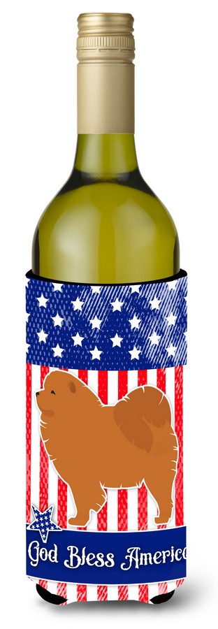 BB3351LITERK USA Patriotic Chow Chow Wine Bottle Beverge Insulator Hugger
