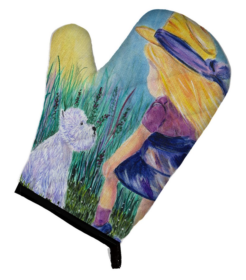 Picture of Carolines Treasures SS8351OVMT Little Girl with Westie Oven Mitt