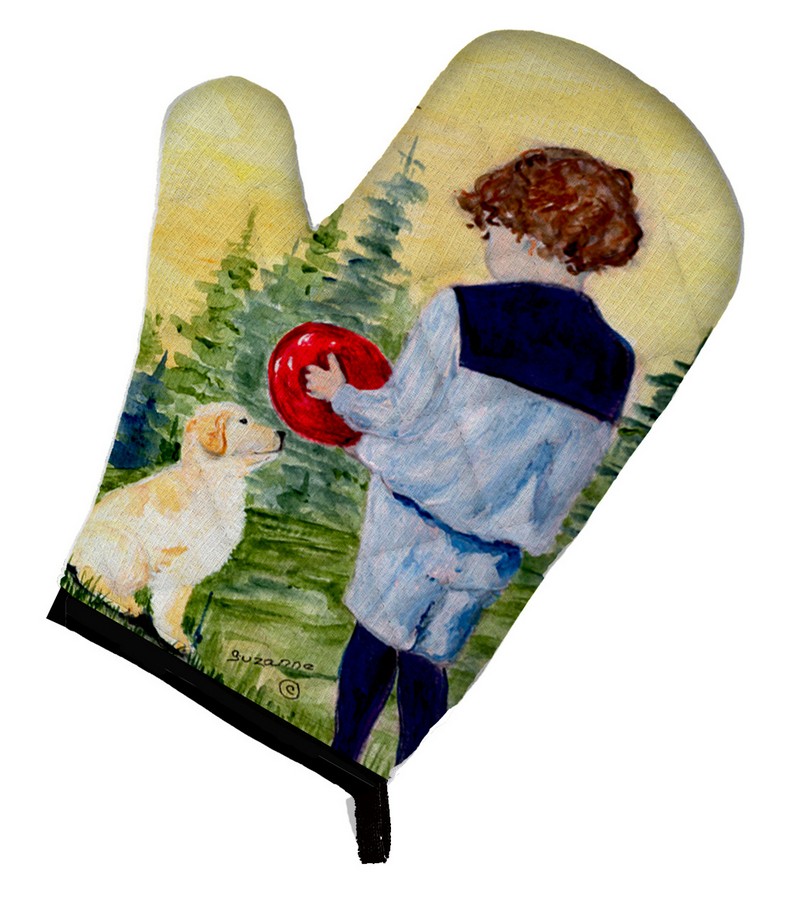 Picture of Carolines Treasures SS8530OVMT Little Boy with His Golden Retriever Oven Mitt