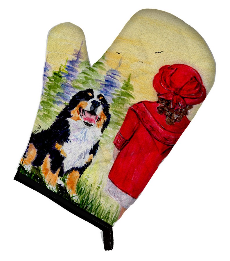 Picture of Carolines Treasures SS8531OVMT Little Girl with Her Bernese Mountain Dog Oven Mitt