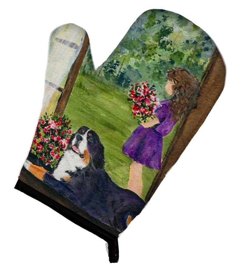 Picture of Carolines Treasures SS8535OVMT Little Girl with Her Bernese Mountain Dog Oven Mitt