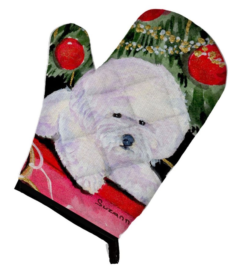 Christmas Tree with Bichon Frise Oven Mitt