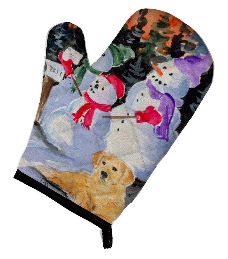 Picture of Carolines Treasures SS8989OVMT Snowman with Golden Retriever Oven Mitt