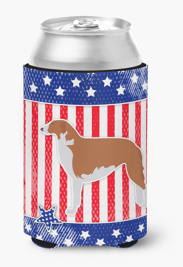 USA Patriotic Borzoi Russian Greyhound Can or Bottle Hugger