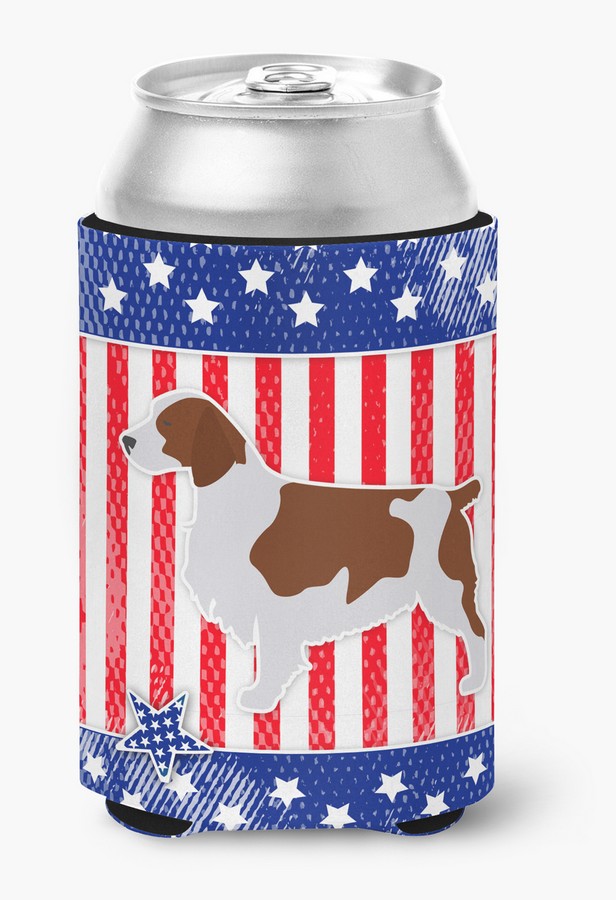 BB3300CC USA Patriotic Welsh Springer Spaniel Can or Bottle Hugger