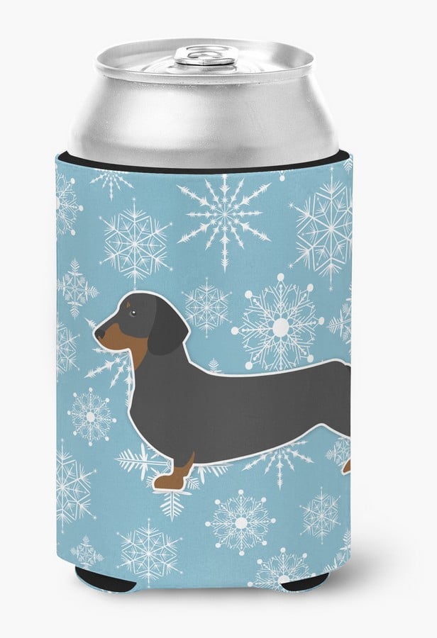 BB3482CC Winter Snowflake Dachshund Can or Bottle Hugger