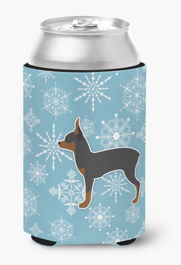 BB3487CC Winter Snowflake Toy Fox Terrier Can or Bottle Hugger