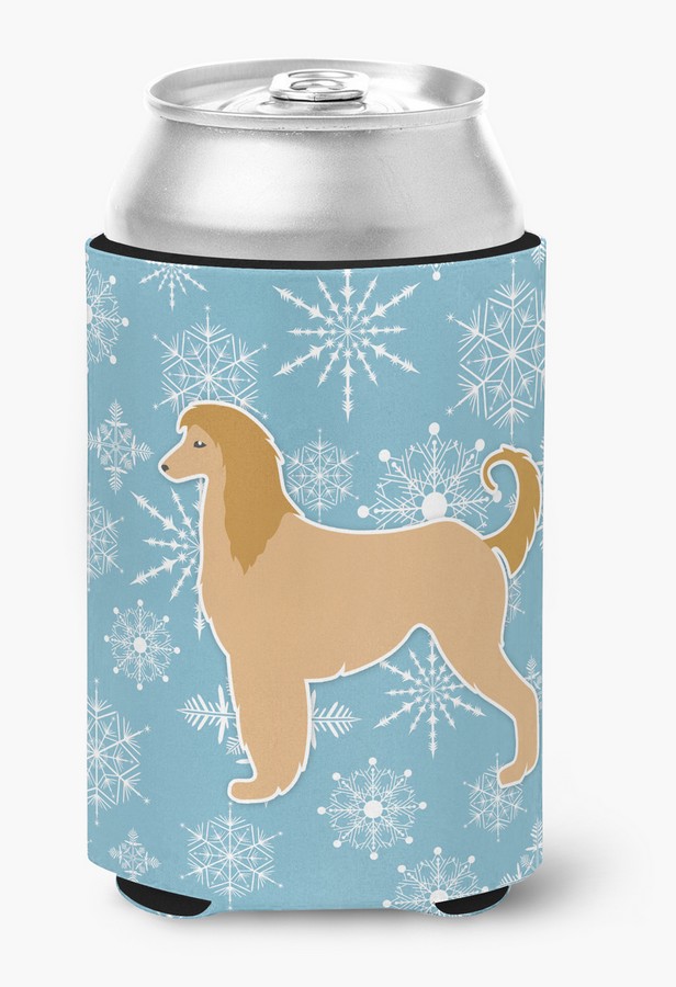 Winter Snowflake Afghan Hound Can or Bottle Hugger