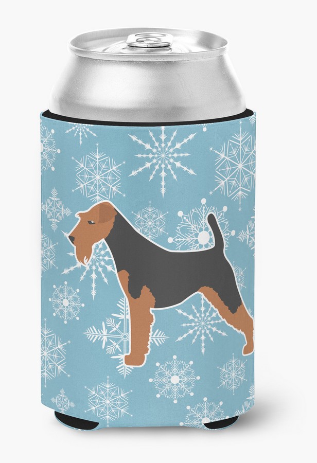 BB3557CC Winter Snowflake Airedale Terrier Can or Bottle Hugger