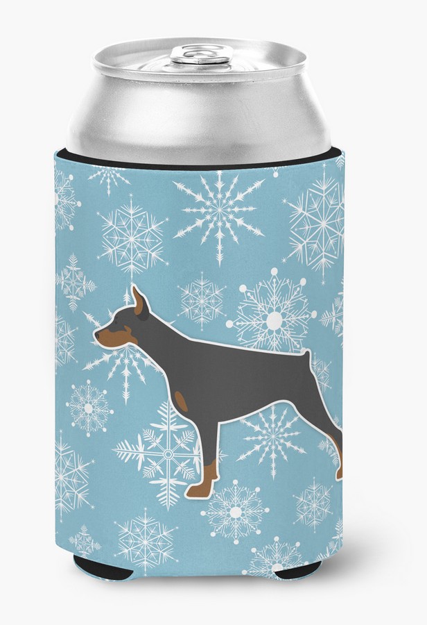 Winter Snowflake Doberman Pinscher Can or Bottle Hugger