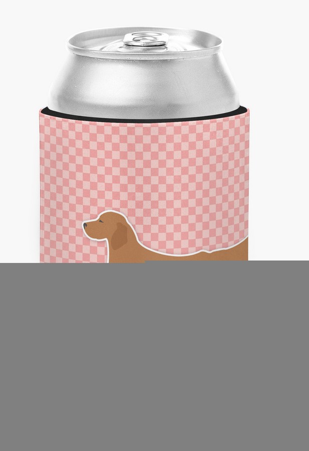 Golden Retriever Checkerboard Pink Can or Bottle Hugger