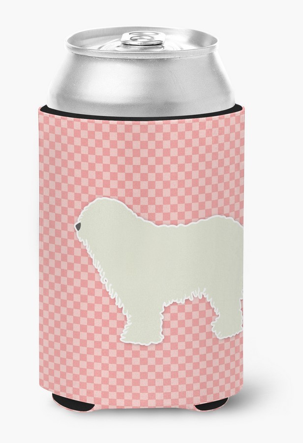 Komondor Checkerboard Pink Can or Bottle Hugger