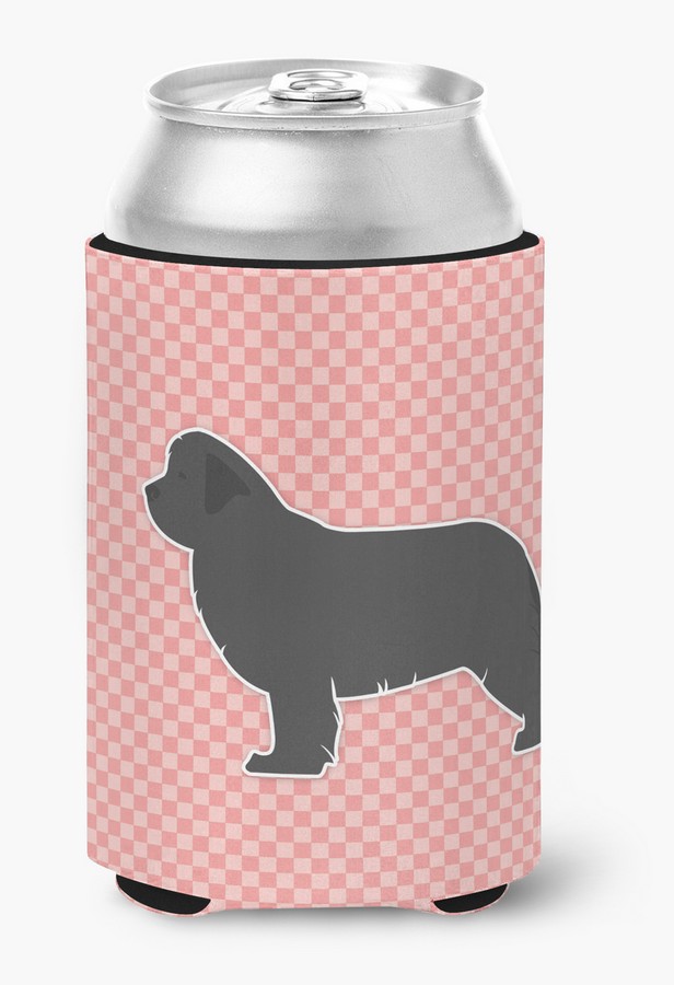 BB3664CC Newfoundland Checkerboard Pink Can or Bottle Hugger