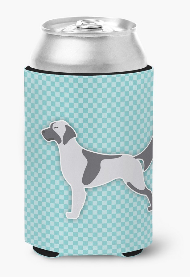 BB3681CC English Setter Checkerboard Blue Can or Bottle Hugger