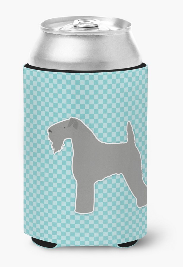 Kerry Blue Terrier Checkerboard Blue Can or Bottle Hugger