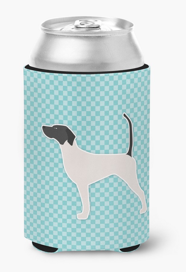 BB3695CC English Pointer Checkerboard Blue Can or Bottle Hugger
