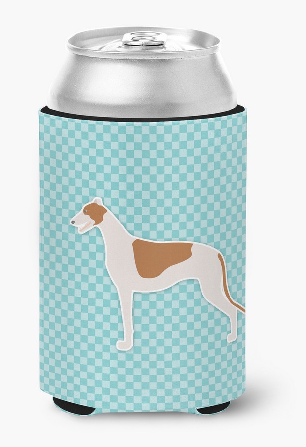 Greyhound Checkerboard Blue Can or Bottle Hugger