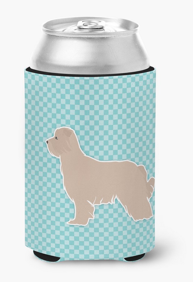 Pyrenean Shepherd Checkerboard Blue Can or Bottle Hugger