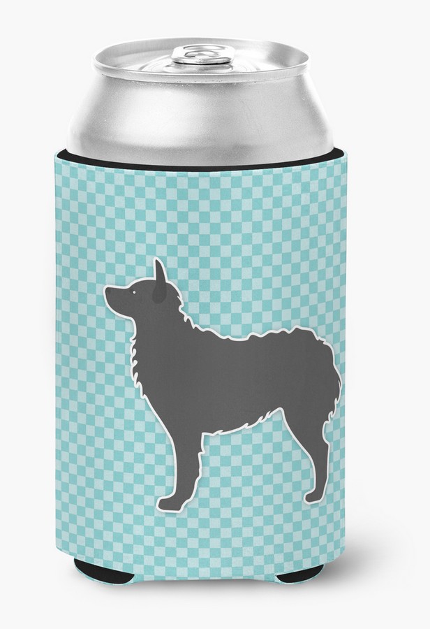 Croatian Sheepdog Checkerboard Blue Can or Bottle Hugger