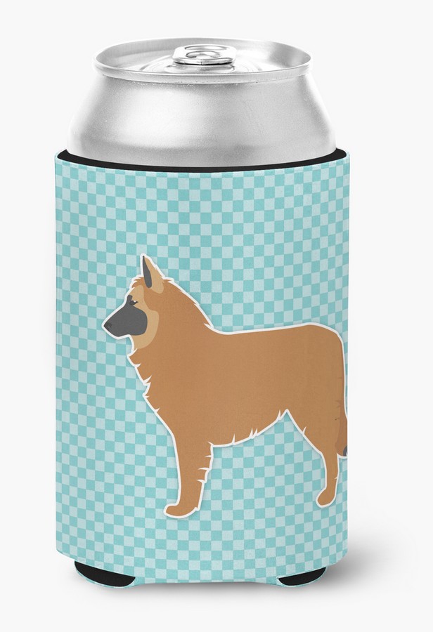 BB3761CC Belgian Shepherd Checkerboard Blue Can or Bottle Hugger
