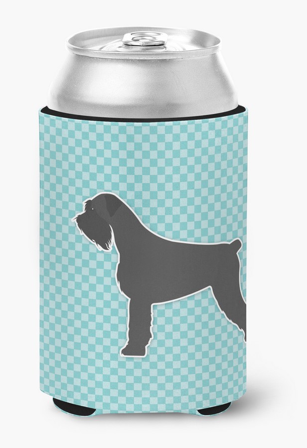 BB3773CC Giant Schnauzer Checkerboard Blue Can or Bottle Hugger