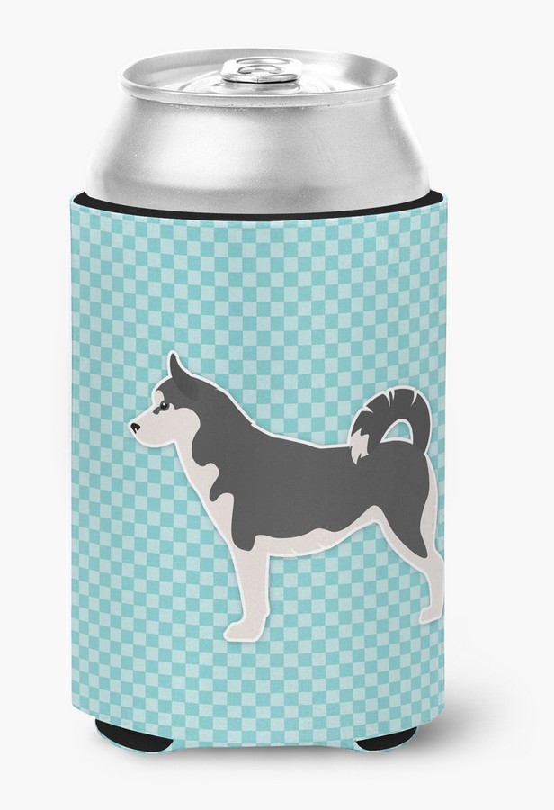 Siberian Husky Checkerboard Blue Can or Bottle Hugger