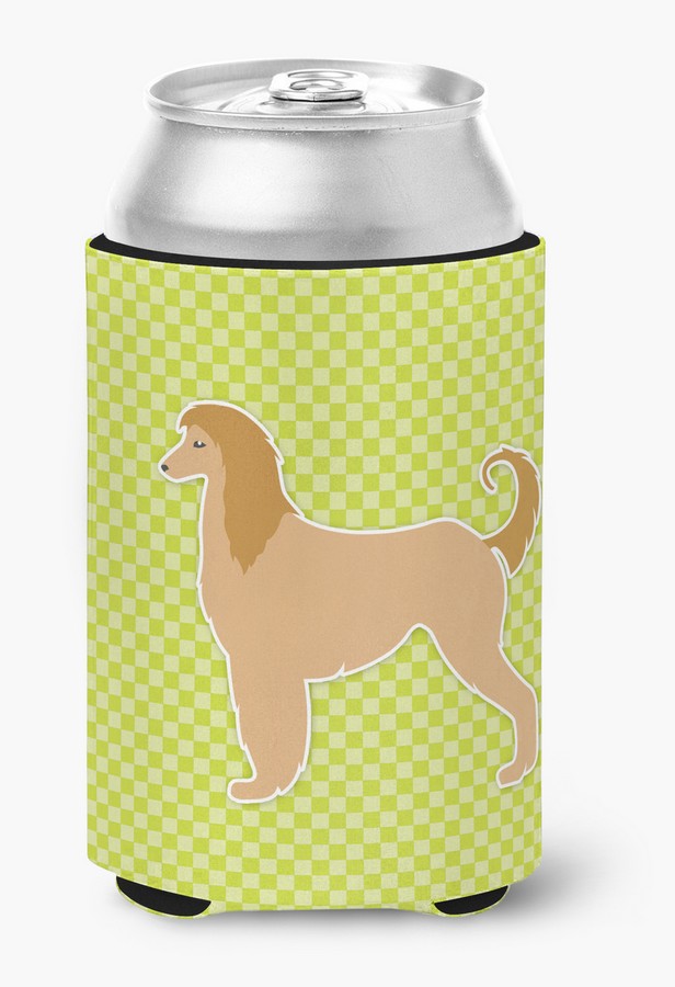 BB3806CC Afghan Hound Checkerboard Green Can or Bottle Hugger