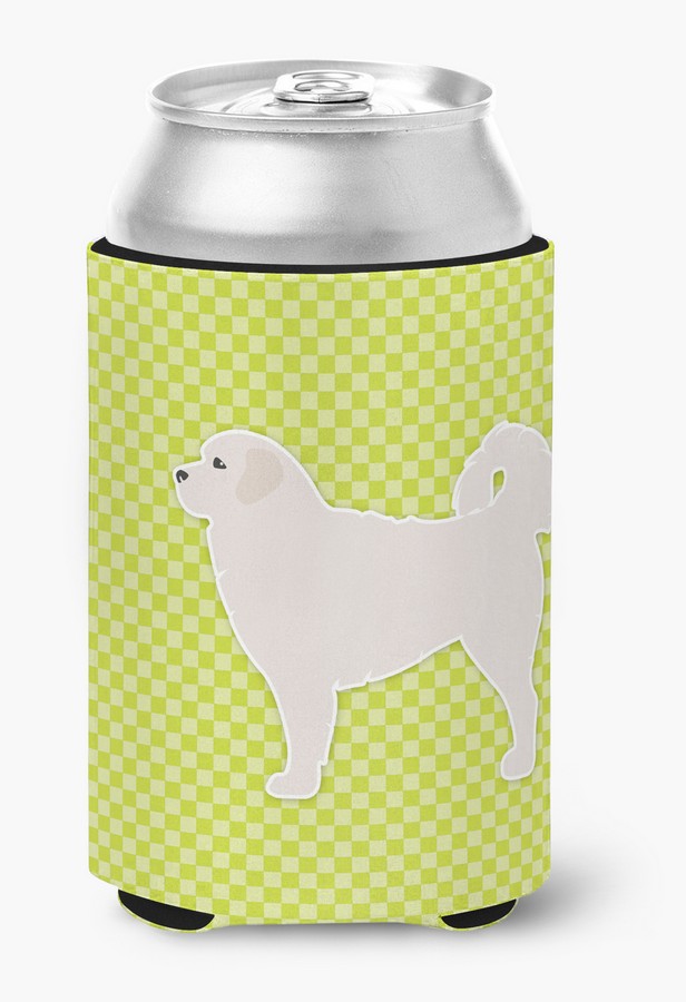 Polish Tatra Sheepdog Checkerboard Green Can or Bottle Hugger