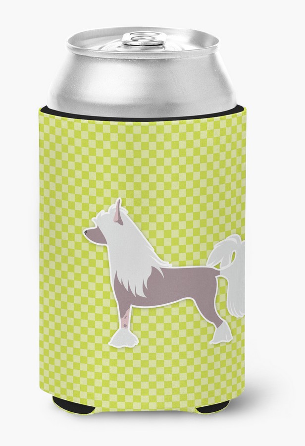 Chinese Crested Checkerboard Green Can or Bottle Hugger