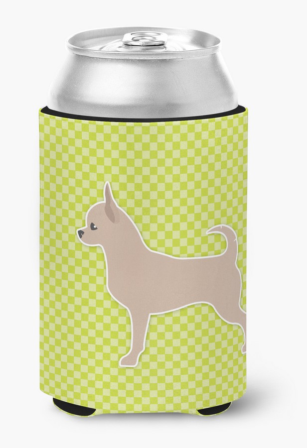 Chihuahua Checkerboard Green Can or Bottle Hugger
