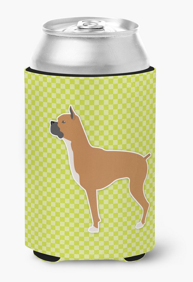 Boxer Checkerboard Green Can or Bottle Hugger