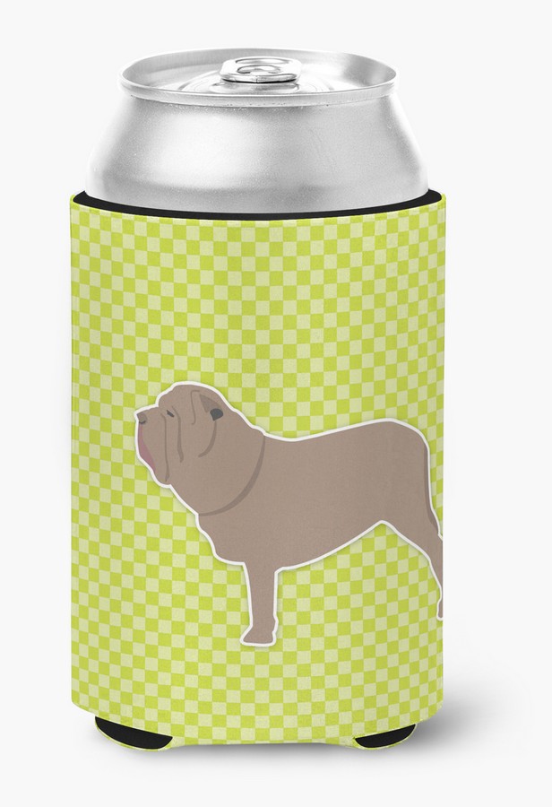 Neapolitan Mastiff Checkerboard Green Can or Bottle Hugger