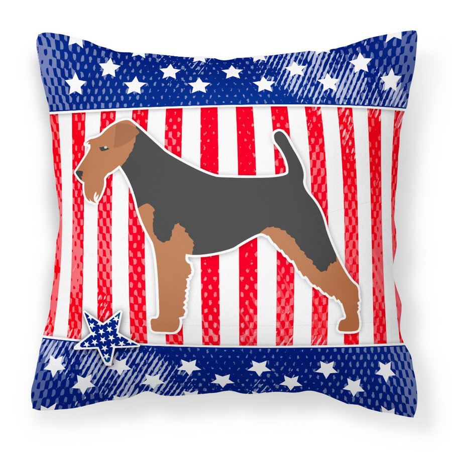 USA Patriotic Welsh Terrier Fabric Decorative Pillow